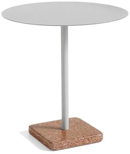 HAY Terrazzo Udendørs Cafébord Ø70 Sky Grey/Rød Terrazzo